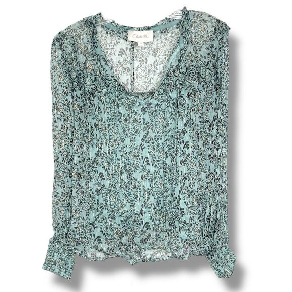 Cleobella Loretta Iris Floral Print Chiffon Puff Sleeve Blouse Women’s Size XS - Picture 5 of 14